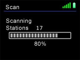 Scannen auf DAB + Stationen Automatisches Scannen: Drücken Sie die SCAN-Taste, um den gesamten Scan aller Stationen auszuführen.