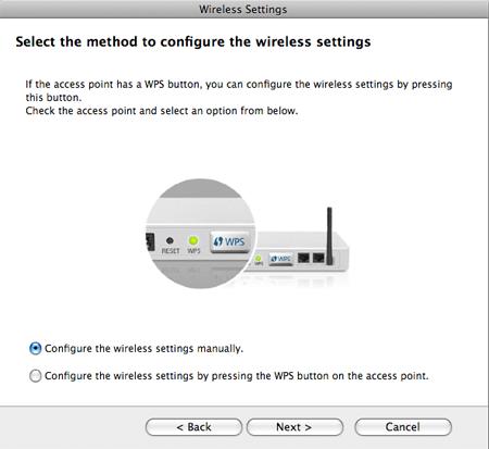 Trådløst nettverksoppsett Hvis innstilling for trådløst nettverk er gjort før, vises vinduet Wireless Network Setting Information.