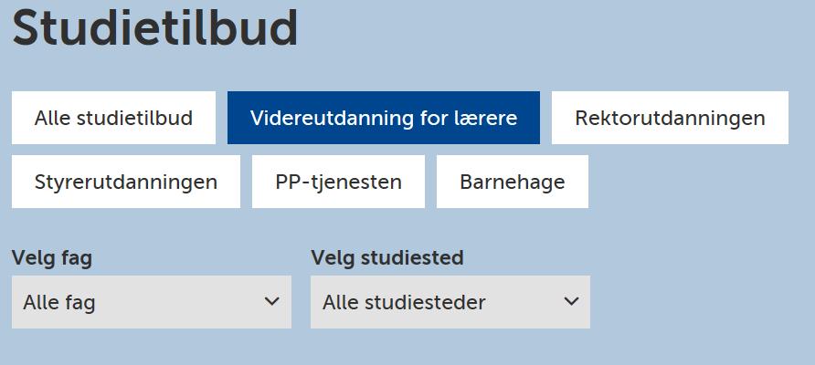 Side 2 Statleg vidareutdanninga 2017/2018 Systemet for å søkje på Kompetanse for kvalitet strategi for vidareutdanning av lærarar og leiarar for studieåret 2017/2018 vert opna 1.februar.