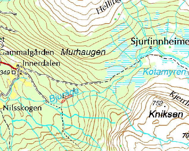 Den ene lokaliteten tilhører hovedkategori skog ( gammel barskog ), mens den andre tilhører hovedkategori ferskvann/ våtmark ( fosserøyksone ) etter DNhåndbok