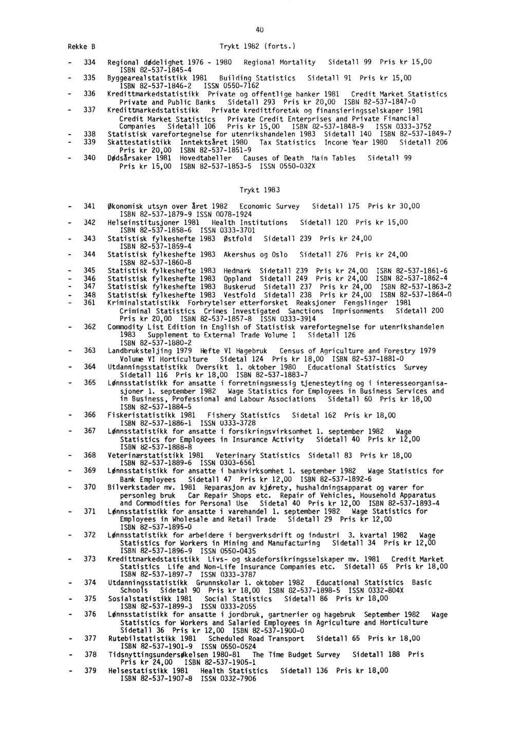 40 Rekke B Trykt 1982 (forts.