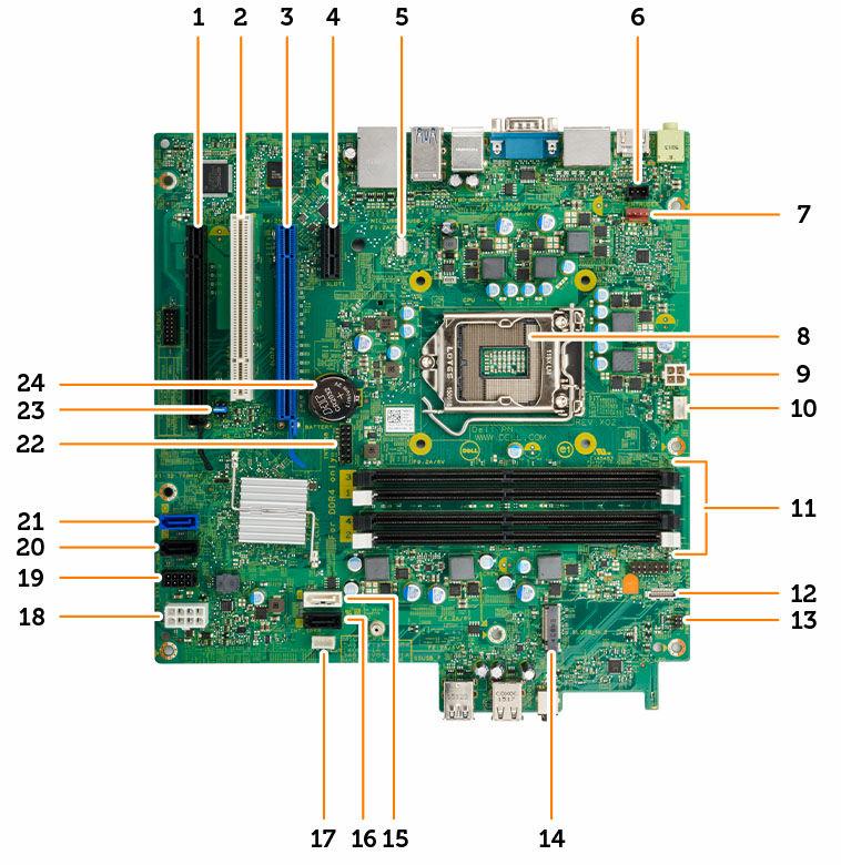 Valgfritt Ethernet-port-kort PCIe-utvidelseskort prosessor varmeavlederenhet 6. Lukk frontrammedekselet. 7. Sett på plass: ramme 8. Følg fremgangsmåten i Etter at du har arbeidet inne i datamaskinen.