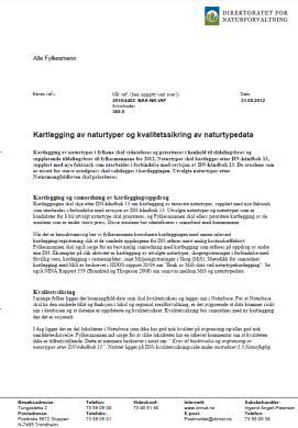 Fylkesmennenes arbeid med naturtypekartlegging Brev til FM 31.05.