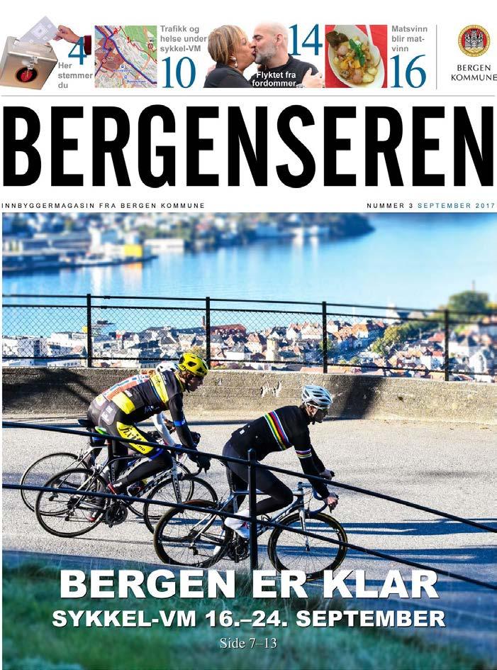 Sykkelbyen Bergen Prosjektrapport 2014-2017 25 Medier interne Bergenseren «Bergenseren», Bergen kommune sin interne avis, har hatt flere artikler om sykkelbyen Bergen og satsing på økt sykkelbruk de