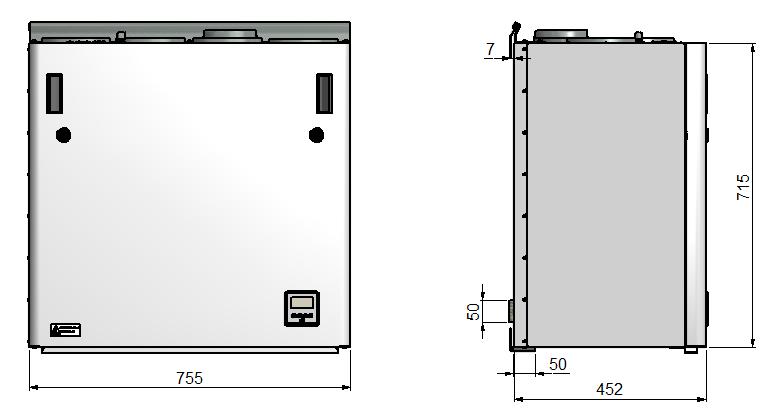 2.5 Dimensjoner (Skisse viser AHU 350 BV)