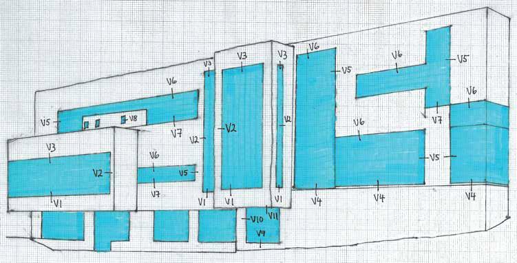 1: Vestfasaden på Nøkkeland Skole i Moss er benyttet som illustrasjon på detaljert kuldebroregnskap for vinduer.