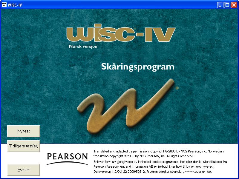 WISC-IV Installasjonsveiledning og programvaremanual, versjon 1.