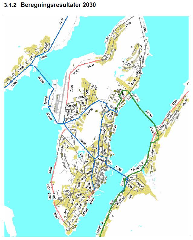 (Kilde: beregningsresultater Vegvalg Tromsø (KVU), Statens vegvesen) Basert på Statens vegvesens handbøker (014 og 263 bl.a.) vurderes trafikksituasjonen for nåværende nettet og 20 år frem i tid.