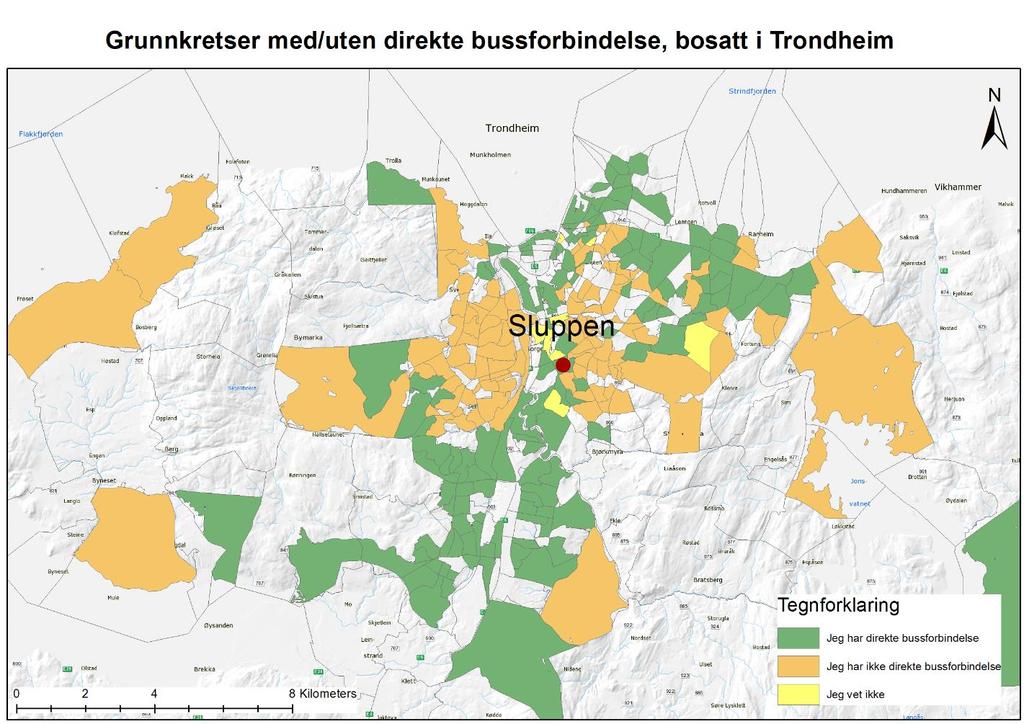 3.4 Kollektivtransport som reisemiddel til Sluppen.