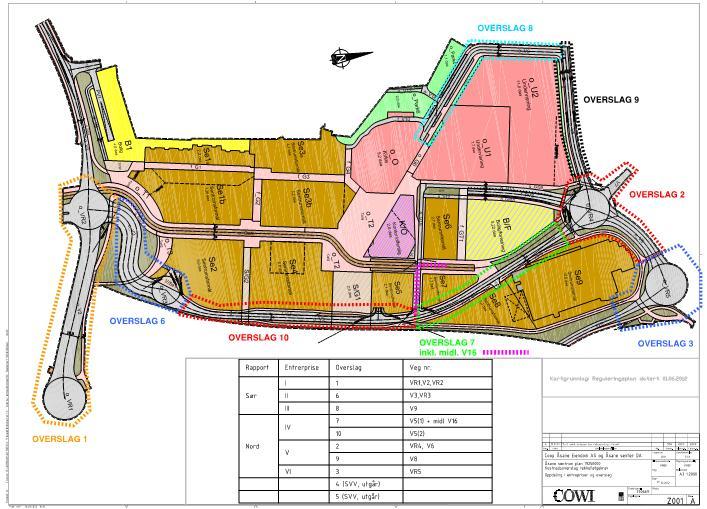 Reguleringsplan for Åsane sentrum. Kostnadsoverslag for veger i nordre del 3/6.. Overslag for «internveger» COWI har også gjort kostnadsoverslag på overordnet nivå for S-området for interne veger.