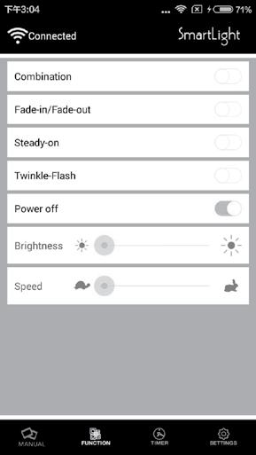 Manual Manual I tillegg til denne manualen finner du en elektronisk manual i Appen. Function Funksjoner Her bestemmer du hvordan dine lys skal se ut og oppføre seg.