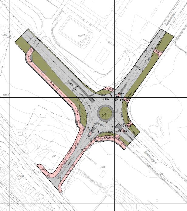 Rundkjøring Solavegen Jærhagen, plan 1820 Side 7 4 Beskrivelse av planforslaget 4.1 Planlagt arealbruk Eksisterende rundkjøring reguleres inn med ekstra kjørefelt mot Jærhagen.