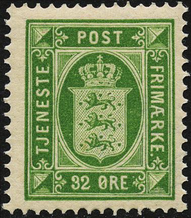 pris: AFA 500,- 295,- C Danmark 32 øre grønn tjenestemerke