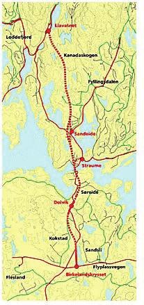 Fig 5.5 Plan 162 80 000 Ringvei vest. Ringvei Vest vil ha betydning for utviklingen av Søreide som lokalsenter og boområde.