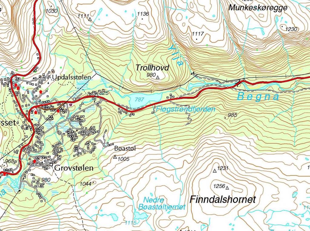 Fv53 til Årdal Plassering til planområda Varpe bru Tyinkrysset