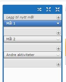 10. Under «Planen» legger du inn de Mål og aktiviteter dere har blitt enige om i møtet. Nye mål legges til ved å trykke her Aktiviteter (tiltak) legges til ved å trykke på «+» under det aktuelle mål.