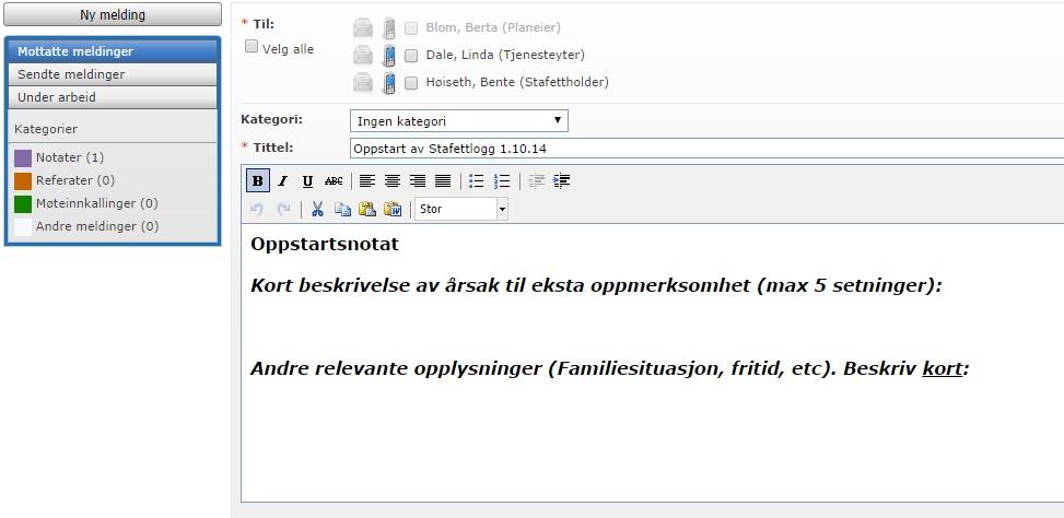 2. «Om meg selv». Her trykker du rediger, og skriver inn følgende opplysninger om barnet/ungdommen: Navn: Født: Skole/barnehage.