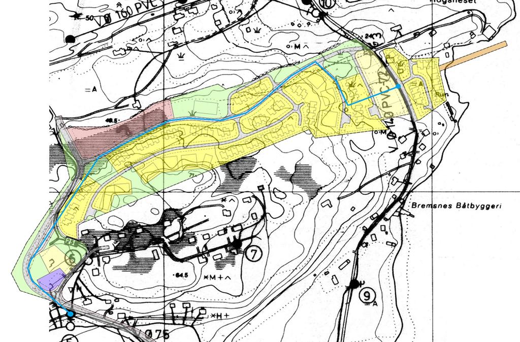 Innseilingen boligfelt ligger i grunnlendt område, hovedsakelig med fjell i dagen eller med tynt torvlag over fjell.