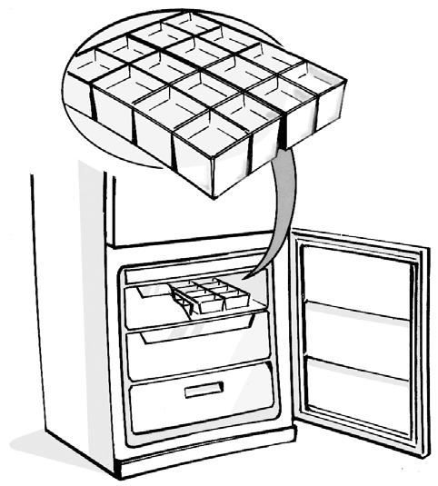 BRUK AV FRYSEDELEN (fortsettelse) Merk: Frysedelen kan også brukes uten skuffene for å få større plass. Plasser matvarene direkte på hyllene.