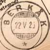 13 Type: I22N Utsendt BERKAAK Innsendt 13.04.1928 BERKÅK Innsendt 7440 Forminsket stempelavtrykk Registrert brukt 04.12.79 IWR Stempel nr. 8 Type: HJ-SL Utsendt 14.05.