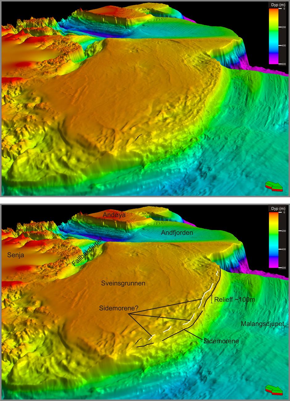 Geomorfologi Kapittel 4 Figur 4-11: 3D-figur av Sveinsgrunnen med synsvinkel mot SV (indikert på Figur 4-6).