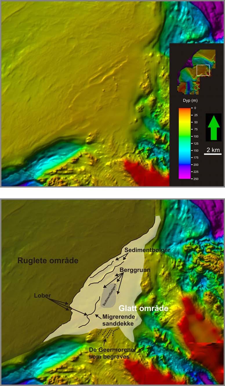 Geomorfologi Kapittel 4 Figur 4-20: Område nær land på Sveinsgrunnen som har en glattere topografi i forhold til resten av banken.