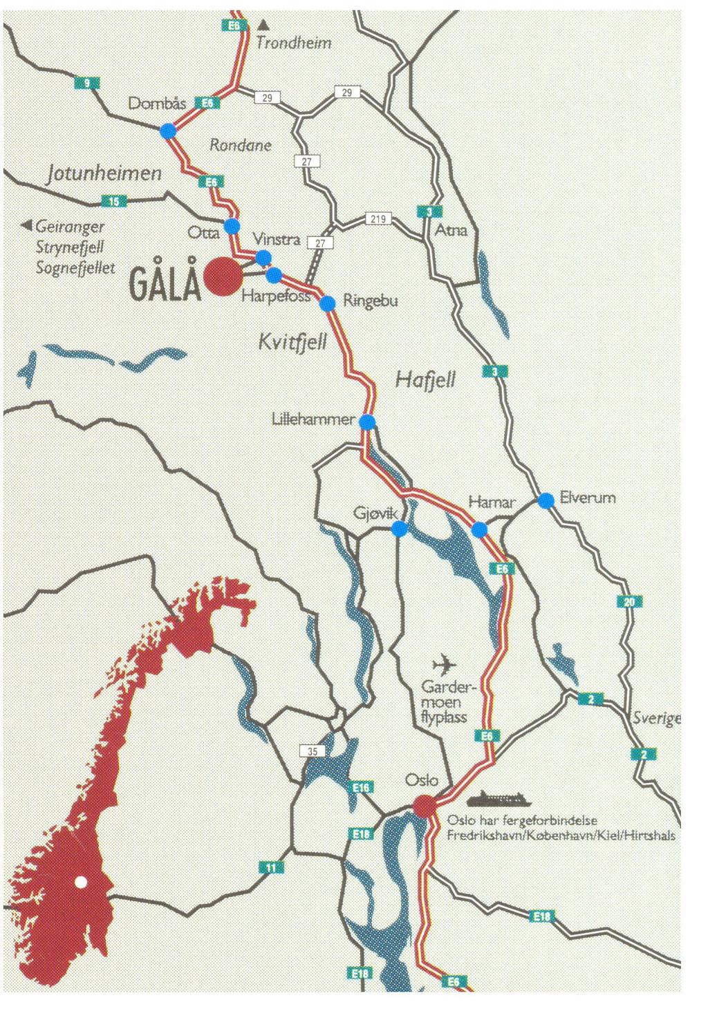 ADKOMST Ved å følge den kjente Peer Gynt-veien ca. 10 km fra Harpefoss kommer man frem til Gålå.