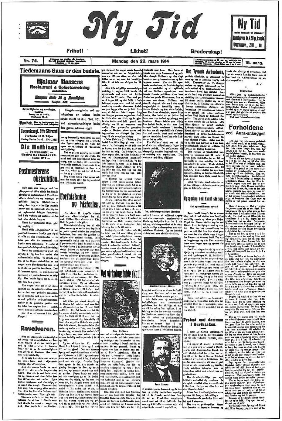 32 MEDIEHISTORISK TIDSSKRIFT NR. 2 2017 (Nr. 28) Det ble reagert kraftig mot antimilitarisme i aviser som Ny Tid.