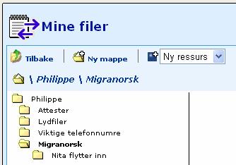 Dersom du vil opprette en undermappe i en allerede eksisterende mappe må du huske å åpne denne