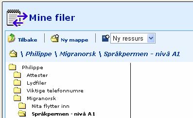 2 1 Du ser nå en liste hvor du må angi hvilken type fil du ønsker å legge inn i mappen.