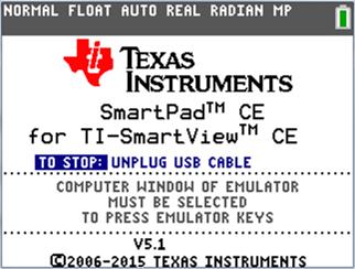 Koble til en kalkulator som eksternt tastatur SmartPad CE-appen er tilgjengelig for TI-84 Plus CE. For å bruke TI-84 Plus CE som eksternt tastatur for TI-SmartView CE: 1.