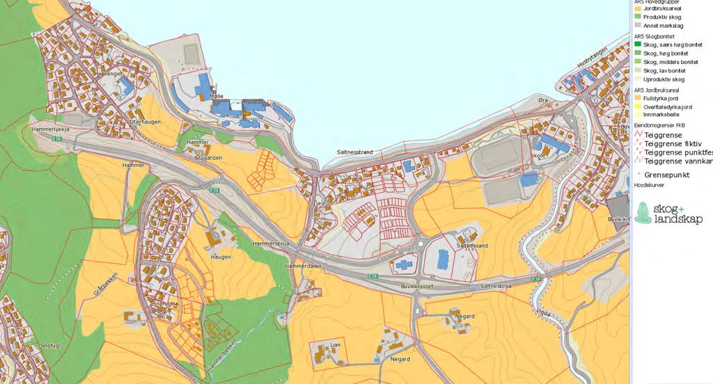 2. PLANOMRÅDET 2.1 Beliggenhet Planområdet ligger i Buvika, mellom sørvest for Norgesmøllene DA, og E39/fv 801 og ca 0,4 km vest for rundkjøringen i Buvika (Buvik sentrum).