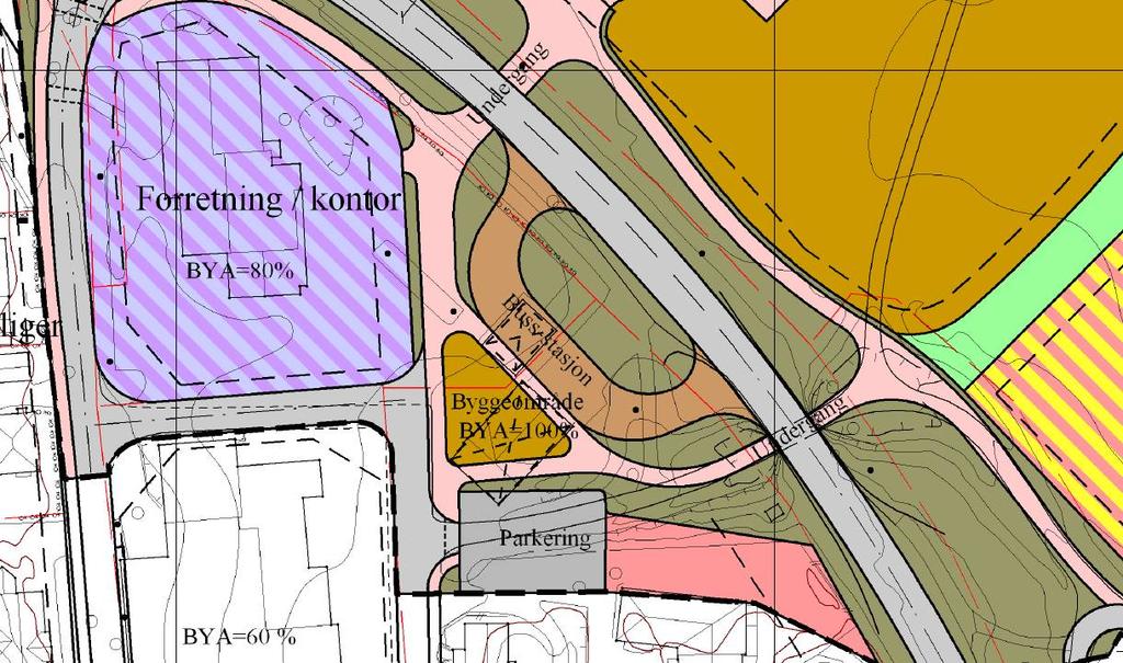 Bankplassen / område ved gamle brannstasjon: Ved oppstart av arbeid for bygging av kommunale veger, rundkjøring og undergang var ikke området sør for fylkesvegen prosjektert.