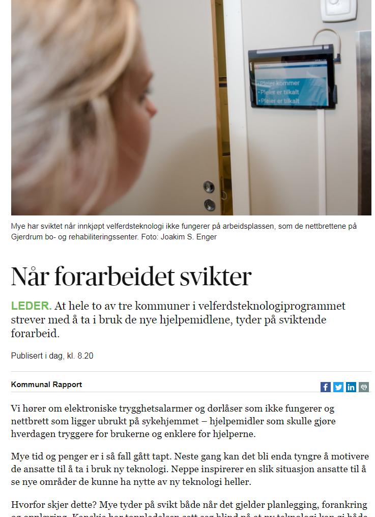 HVORDAN implementere løsninger i tjenesten? Kommunal rapport, 19. oktober 2017 http://kommunal-rapport.