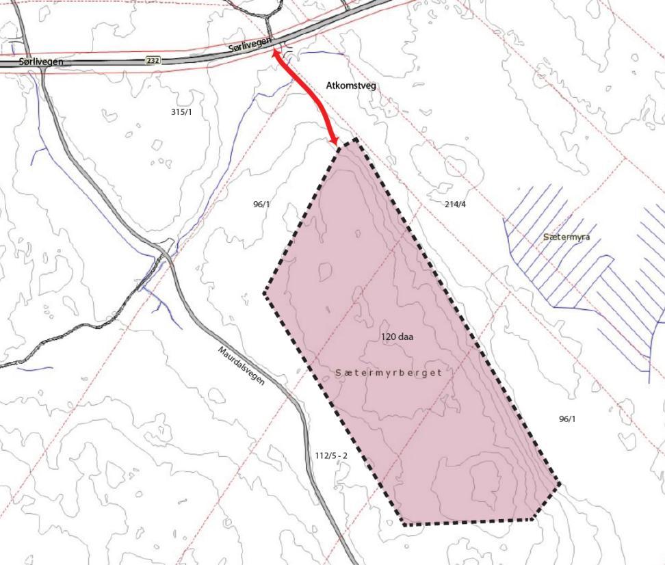 Sætermyrberget Gunstig plassering nær E6