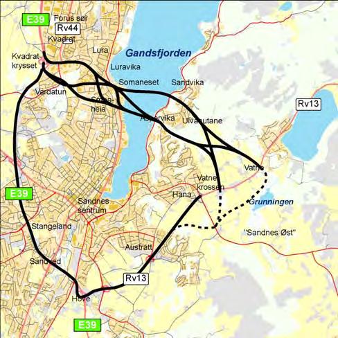 2 1 Sammendrag Statens vegvesen utarbeider Kommunedelplan for Gandsfjordforbindelsen i Sandnes kommune Kommunedelplanen skal danne grunnlag for å ta et valg eller å kunne prioritere rekkefølge mellom