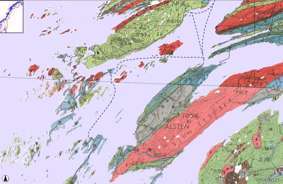 29 Figur 35: Berggrunnskart 6.4 Sammenstilling av kostnader for de ulike alternativene Kostnader Averøytunnelen er 5,7 km lang og 250 m dyp på det dypeste. Maksimal helning er på 10 %.