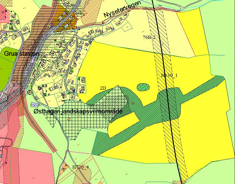 Nedenfor vises første utgave av reguleringskartet som er utarbeidet av Archi-Plan AS.