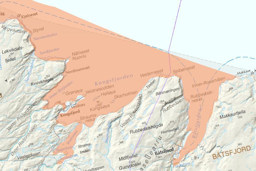 Figur 3: Gyteområde for lodde (HI karttjeneste, http://www.imr.