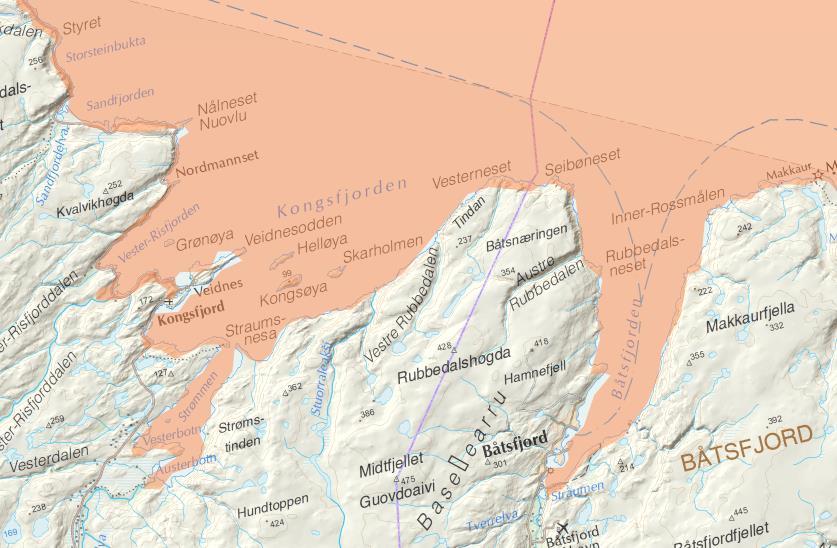 Figur 4: Gyteområde for rognkjeks (HI karttjeneste, http://www.