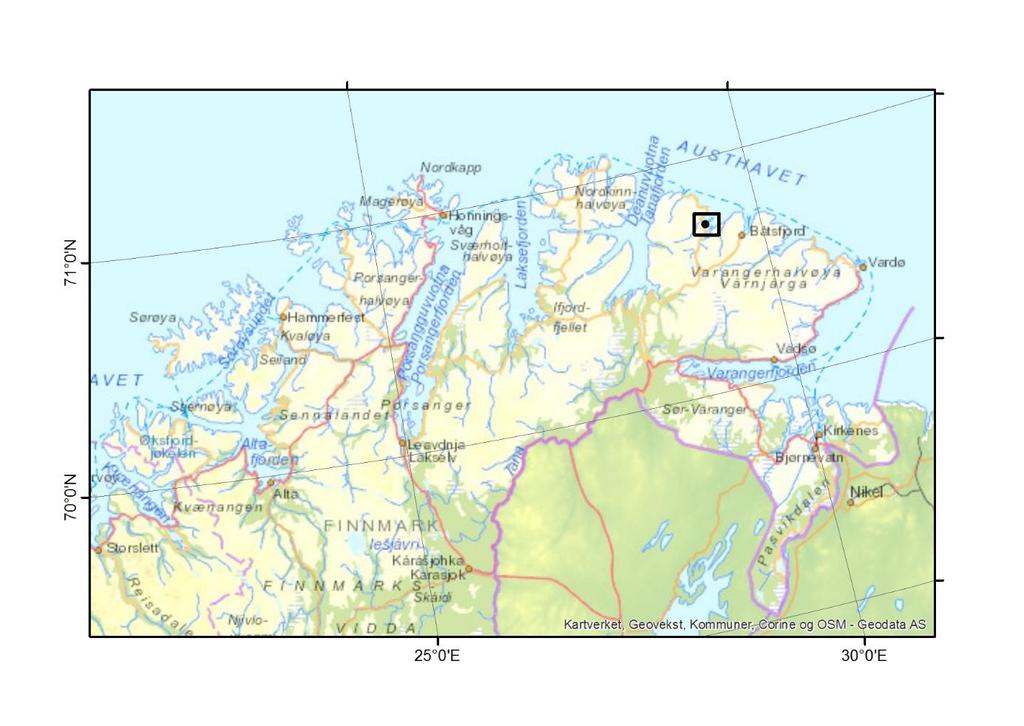 3 Naturmiljøet i Kobbkroken og Kongsfjorden Anlegget for hold og oppfôring av villfanget torsk ønskes plassert i Kobbkroken rett utenfor molo til havnen i Kongsfjorden, Finnmark (Figur 1).