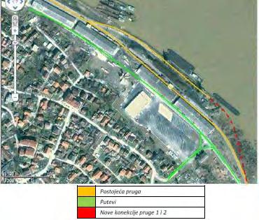 Slika br. 3: planovi za proširivanje željezničke pruge Slika sa legendom je preuzeta iz Projekta Reforma rukovođenja lukom Brčko, ka poboljšanoj efikasnosti i operativnoj uspješnosti luke, 29.