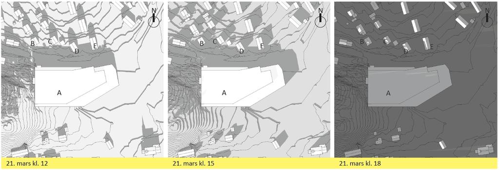 Sol- og skyggediagram Skolens elevtall er gitt av forventet behov i bydelen, og krav til uteareal pr. elev gir et minimum uteområde som må opparbeides som skolegård.