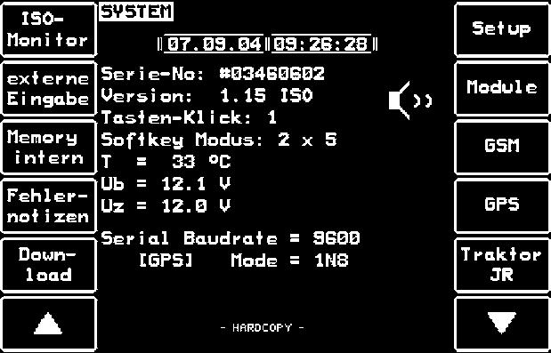 ISObus-terminal Joystick-funksjon lessevogn Mulige funksjoner: 1 Lesseblokk 2 Tømmeblokk 3 Videre funksjoner Henvisning! Tastene kan programmeres Henvisning!