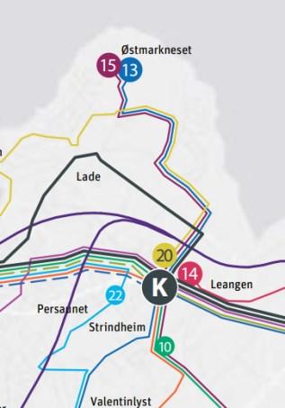 Lade allé har vært et næringsområde, og rundkjøringen øst i Lade allé var tilpasset tungtrafikken til næringene langs vegen og tungtrafikken som skulle inn på Forsvarsbygg sitt areal i Haakon VII s