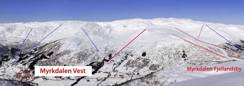 Alpinanlegget i Myrkdalen Dei blå strekane