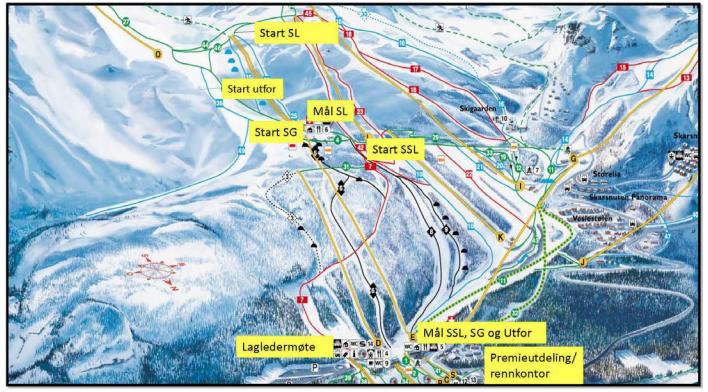 Renntrase: Såhaugløypa nr 8 (DH, SG, SSL) og Hallinghovdløypa nr 25 (SL og Teamevent PSL).