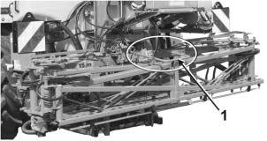 Oppbygning og funksjon Låse transportsikringen 1. Folding ved hjelp av styreenheter: Åpne blokkventilen til den hydrauliske høydejusteringen. 2.