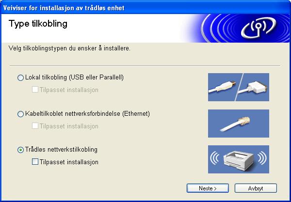 Installere driveren og programvaren 12 Maskinen vil nå forsøke å kobles eg til det trådløse nettverket med den informasjonen du har tastet inn.