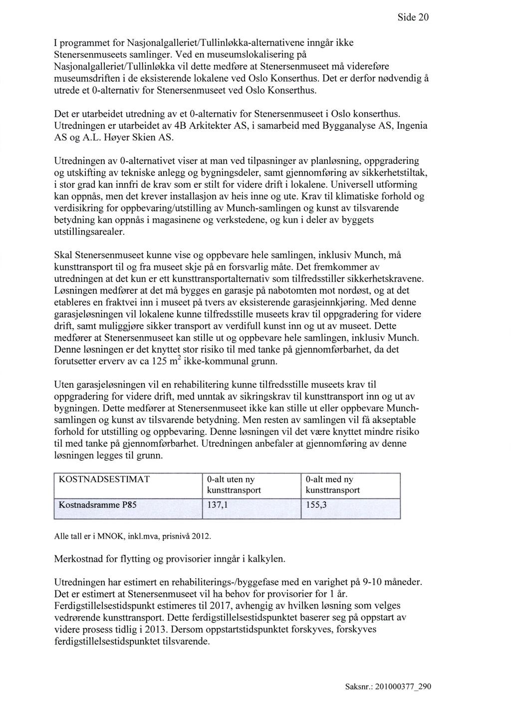 Side 20 I programmet for Nasjonalgalleriet/Tullinløkka-alternativene inngår ikke Stenersenmuseets samlinger.